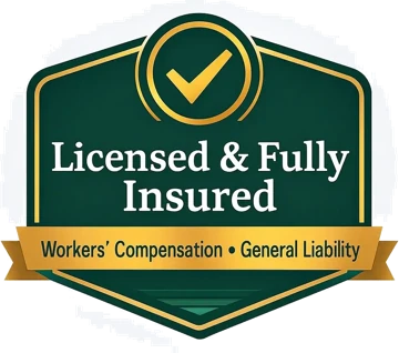 Licensed and fully insured — workers’ compensation and general liability